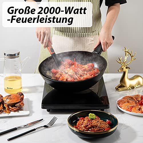  Wiltal Induction hob, Induction plate, 2000 W single Induction hob, portable hob with digital display, Induction plate, sensor touch control.