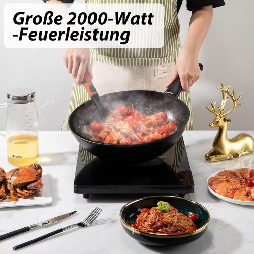  Wiltal Induction hob, Induction plate, 2000 W single Induction hob, portable hob with digital display, Induction plate, sensor touch control.
