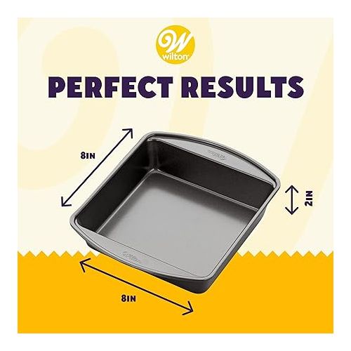  Wilton Perfect Results Premium Non-Stick Square Cake Pan, 8 Inch, Set of 2