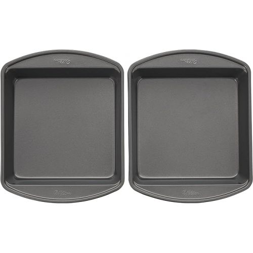  Wilton Perfect Results Premium Non-Stick 8-Inch Square Cake Pans, Bakeware Set of 2, Steel