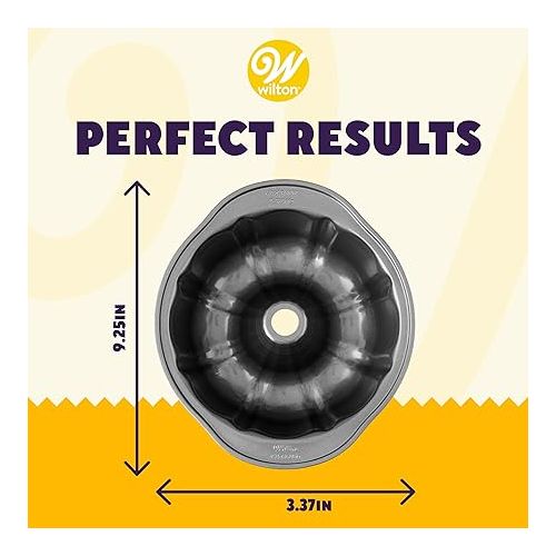  Wilton Perfect Results Premium Non-Stick 9.51-Inch Fluted Tube Pan, Steel Cake Pan