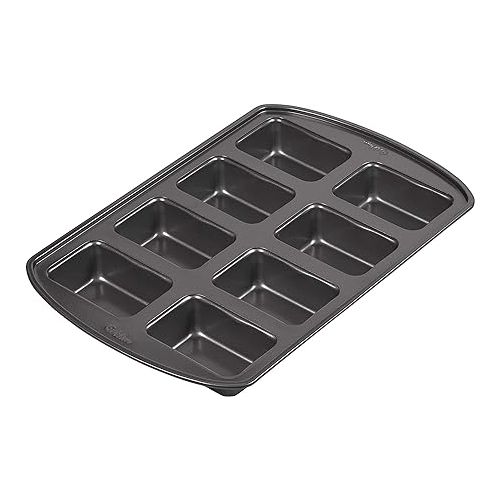  Wilton Perfect Results Non-Stick Mini Loaf Pan, 8-Cavity, 15.2 IN x 9.5 IN x 1.6, Gray