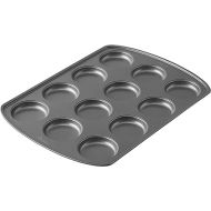 Wilton Perfect Results Premium Non-Stick Bakeware Muffin Top Pan - The Shallow Baking Cups Make Perfect Muffin Tops, Drop Cookies or Whoopie Pie Shells, 12-Cavity, Steel