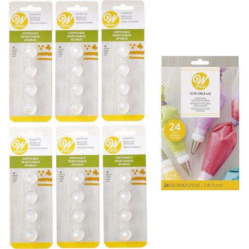  [아마존 핫딜]  [아마존핫딜]Wilton Disposable No. 6 Round Decorating Tips and Bags Set, 25-Piece