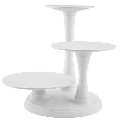  Wilton 3-Tier Pillar Style Cake and Dessert Stand, Great for Displaying Cakes, Cupcakes, Danishes and Your Favorite Hors dOeuvres, White