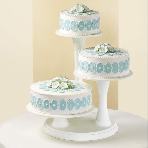  Wilton 3-Tier Pillar Style Cake and Dessert Stand, Great for Displaying Cakes, Cupcakes, Danishes and Your Favorite Hors dOeuvres, White