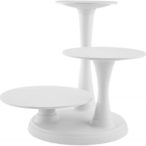  Wilton 3-Tier Pillar Style Cake and Dessert Stand, Great for Displaying Cakes, Cupcakes, Danishes and Your Favorite Hors dOeuvres, White