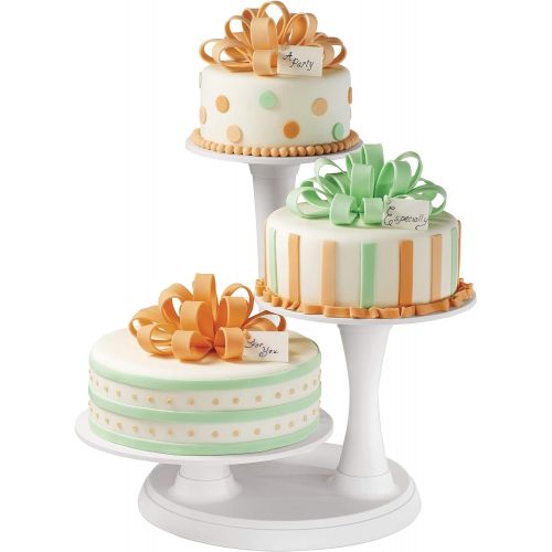  Wilton 3-Tier Pillar Style Cake and Dessert Stand, Great for Displaying Cakes, Cupcakes, Danishes and Your Favorite Hors dOeuvres, White