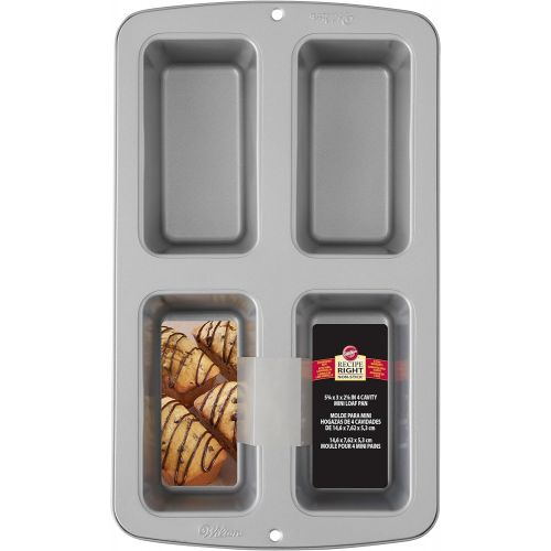  [아마존베스트]Wilton Recipe Right Non-Stick Mini Loaf Pan, 4-Cavity (2105-9101)
