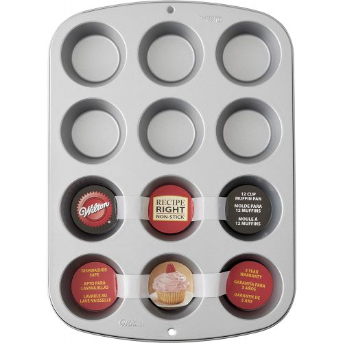  [아마존베스트]Wilton Recipe Right Muffin Pan, 12-Cup Non-Stick Muffin Pan