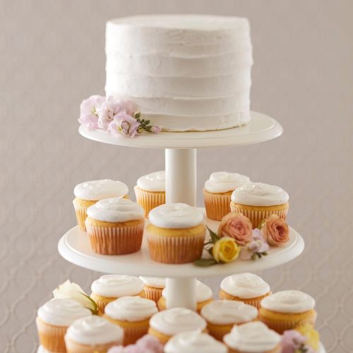  Wilton Towering Tiers Cupcake and Dessert Stand, Great for Displaying Cupcakes, Danishes and Your Favorite Hors dOeuvres, White, 3-foot, 28-Piece