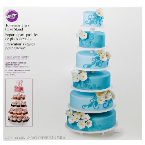  Wilton Towering Tiers Cupcake and Dessert Stand, Great for Displaying Cupcakes, Danishes and Your Favorite Hors dOeuvres, White, 3-foot, 28-Piece