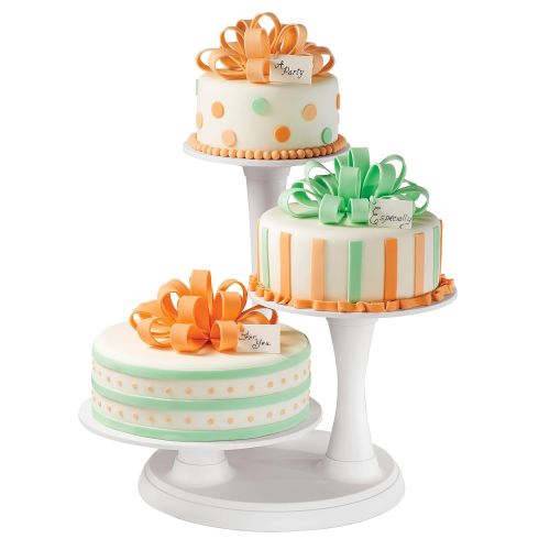  Wilton 3-Tier Pillar Style Cake and Dessert Stand, Great for Displaying Cakes, Cupcakes, Danishes and Your Favorite Hors dOeuvres, White