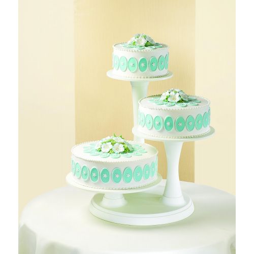  Wilton 3-Tier Pillar Style Cake and Dessert Stand, Great for Displaying Cakes, Cupcakes, Danishes and Your Favorite Hors dOeuvres, White