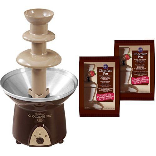  Wilton Chocolate Pro 3-Tier Chocolate Fountain + 2-Pack Chocolate Fondue Melting Wafers, 4 lb