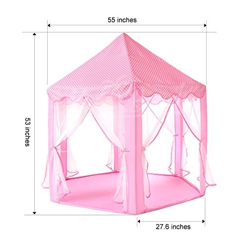  Wilwolfer Princess Castle Play Tent Large Kids Play House with Star Lights Girls Pink Play Tents Toy for Indoor & Outdoor Games