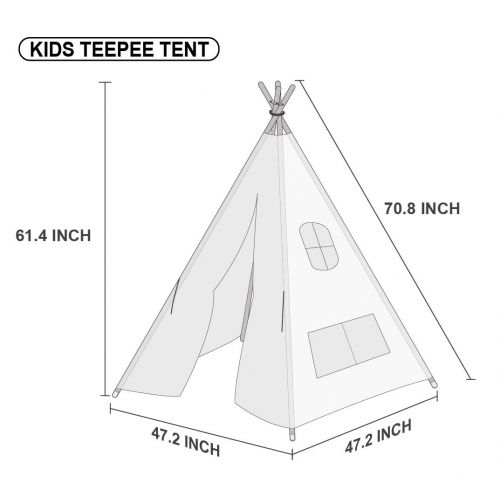  [아마존 핫딜]  [아마존핫딜]Wilwolfer wilwolfer Teepee Tent for Kids Foldable Children Play Tents for Girl and Boy with Carry Case 4 Poles Canvas Playhouse Toys for Girls or Child Indoor and Outdoor (White)