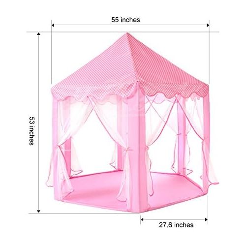  [아마존 핫딜]  [아마존핫딜]Wilwolfer Princess Castle Play Tent Large Kids Play House with Star Lights Girls Pink Play Tents Toy for Indoor & Outdoor Games