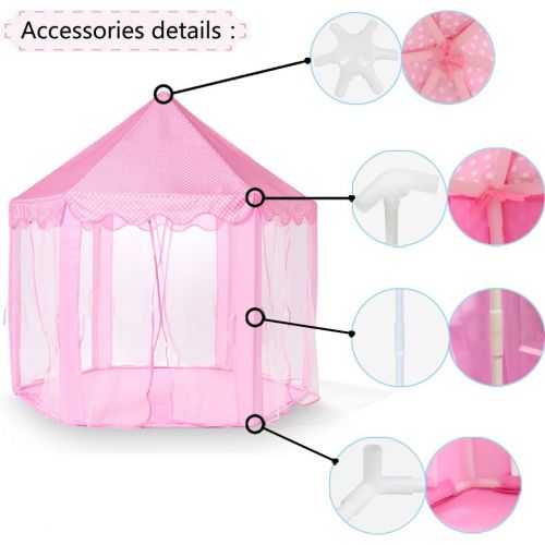  [아마존 핫딜]  [아마존핫딜]Wilwolfer Princess Castle Play Tent Large Kids Play House with Star Lights Girls Pink Play Tents Toy for Indoor & Outdoor Games