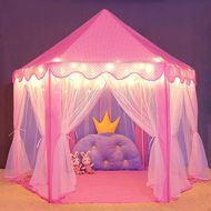 [아마존베스트]Wilwolfer Princess Castle Play Tent Large Kids Play House with Star Lights Girls Pink Play Tents Toy for Indoor & Outdoor Games