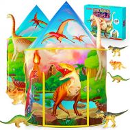 [아마존베스트]Wilwolfer Dinosaur Kids Play Tent with Dinosaur Toys for Boys & Girls, Kids Tent for Boys, Pop Up Playhouse for Children with Miniature Dinosaur Gifts, Outdoor Indoor Tents for Kids Play Gam