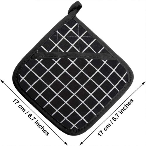  [아마존베스트]Win Change Heat Resistant Potholders Hot Pads-4 Kitchen Pot Holders Set with 1 Pan Hot Handle Holders Trivet for Cooking and Baking,with Recycled Cotton Infill Terrycloth Lining (B