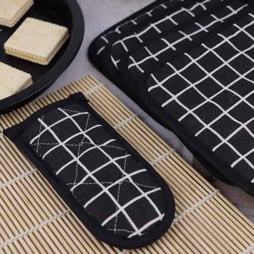  [아마존베스트]Win Change Heat Resistant Potholders Hot Pads-4 Kitchen Pot Holders Set with 1 Pan Hot Handle Holders Trivet for Cooking and Baking,with Recycled Cotton Infill Terrycloth Lining (B