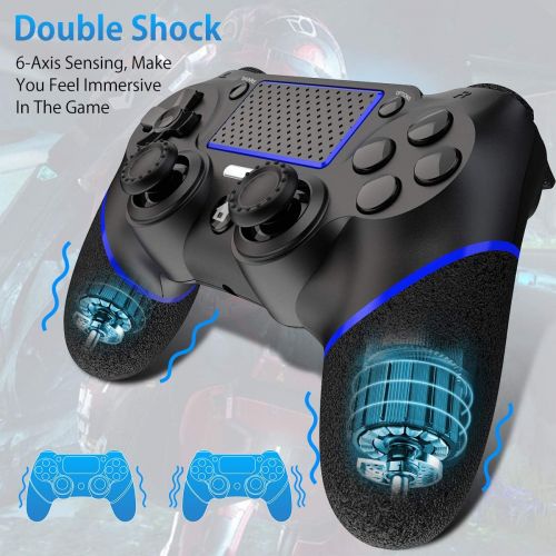  [아마존베스트]WinDrogon Game Controller for PS4, Wireless Controller for Playstation 4/Pro/Slim/PC, Touch Panel Gamepad with Dual Vibration and Audio Function, LED Indicator, USB Cable and Anti-Slip