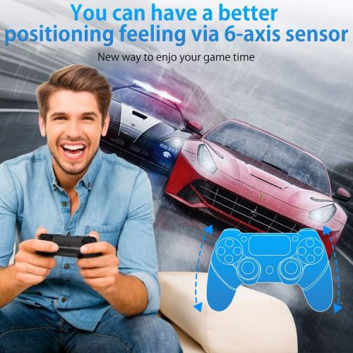  [아마존베스트]WinDrogon Game Controller for PS4, Wireless Controller for Playstation 4/Pro/Slim/PC, Touch Panel Gamepad with Dual Vibration and Audio Function, LED Indicator, USB Cable and Anti-Slip