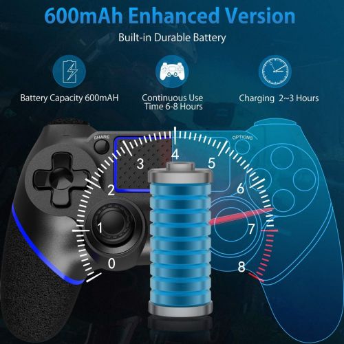  [아마존베스트]WinDrogon Game Controller for PS4, Wireless Controller for Playstation 4/Pro/Slim/PC, Touch Panel Gamepad with Dual Vibration and Audio Function, LED Indicator, USB Cable and Anti-Slip