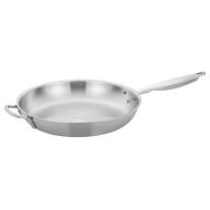 Winco TGFP-14, 14-Inch Dia Tri-Ply Stainless Steel Fry Pan w? Lid, Natural Finish, Helper Handle, NSF