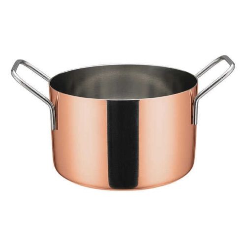  Winco DCWE-205C, 4-34-Inch Dia Stainless Steel Mini Casserole Pot, 2 Handles, Copper Plated