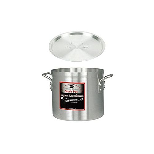  Winco AXS-8, 8-Quart 10 x 6-12 Super Extra-Heavy Aluminum Professional Stock Pot with Cover, Commercial Grade Sauce Pot with Lid