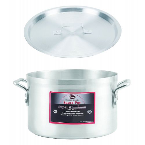  Winco AXAP-8, 8-Quart 10 x 6 4-Mm Super Aluminum Bottom Sauce Pot with Cover, Commercial Grade Stock Pot with Lid, NSF