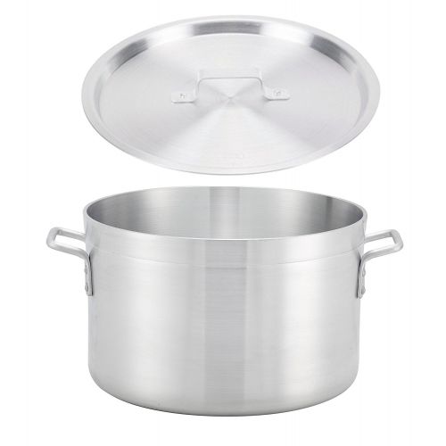  Winco ASHP-08, 8-Quart 10.37 x 10.37 Extra-Heavy Precision 14 Thick Aluminum Sauce Pot with Cover, Commercial Grade Stock Pot with Lid, NSF
