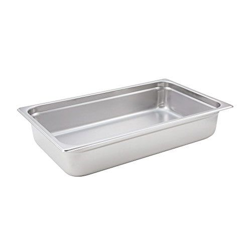  Winco Stainless Steel Full-Size Anti-Jamming Steam Table Pan - 4 (22 gauge)