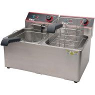 Winco Commercial-Grade Electric Countertop Deep Fryer, Dual Well,Silver