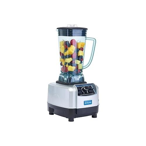  Winco XLB-1000 68 oz. Commercial Electric Accelmix 2 HP Blender - 120V, 1450 W, Gray