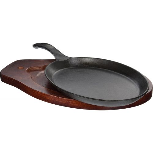  Winco FS-2 2-Piece Cast-Iron Fajita Server Set,Black, Brown,Medium