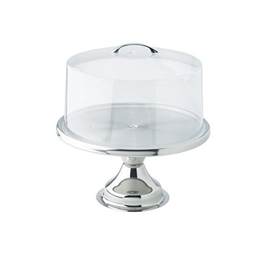  Winco 13inch Stainless Steel Cake Stand CKS-13, with Matching Acrylic Cover CKS-13C - Gift Set