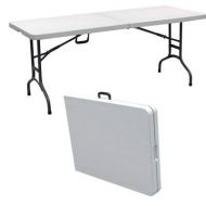 Winco Palm Springs Deluxe 6 Portable Plastic Banquet Table White - Folds in Half