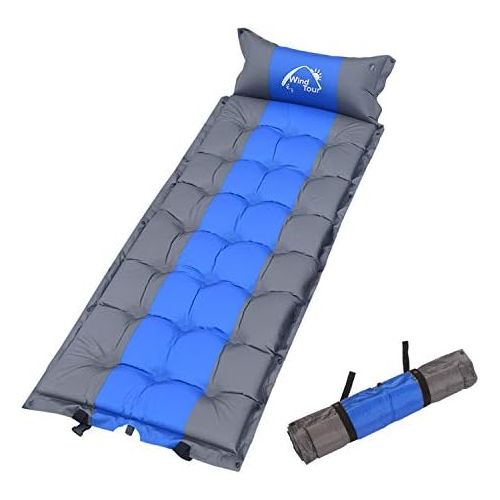  Wind Tour Sleeping Pad Self Inflating with Pillow for Camping - Lightweight Air Mattress for Backpacking, Hiking, Traveling