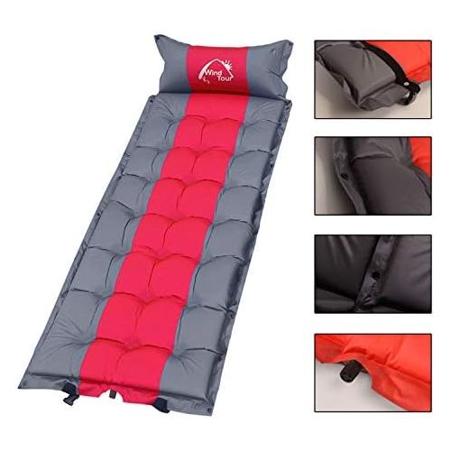  Wind Tour Sleeping Pad Self Inflating with Pillow for Camping - Lightweight Air Mattress for Backpacking, Hiking, Traveling