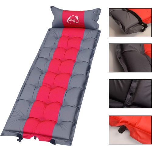  Wind Tour Sleeping Pad Self Inflating with Pillow for Camping - Lightweight Air Mattress for Backpacking, Hiking, Traveling