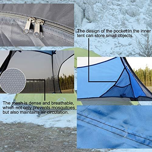 Wind Tour Professional 2-3 Person Weatherproof Double Layer Aluminum Windproof Backpacking Camping Tent for Outdoor Mountaineering Hunting Hiking Adventure Travel