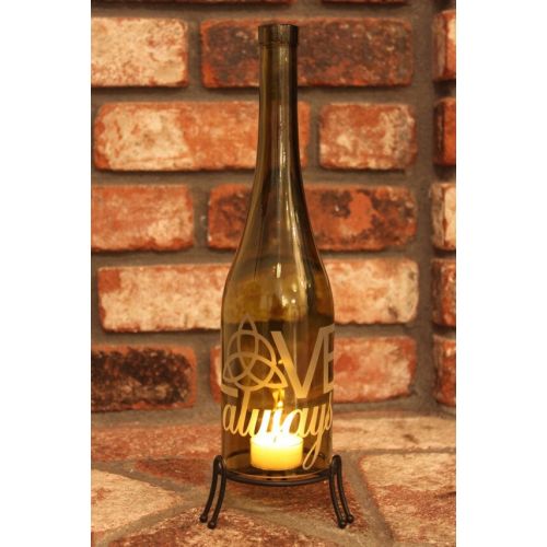  Windcatcher Celtic Heart Lantern Up-Cycled Wine Bottle (Stand & Candle Included)
