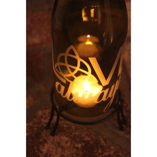  Windcatcher Celtic Heart Lantern Up-Cycled Wine Bottle (Stand & Candle Included)