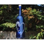 Windcatcher Horse Heart Stars Wine Bottle Windchime - Barn Art Equestrian Cowgirl Special Day Outdoor Upcycle Personalized Etching Pony