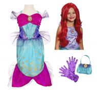 Windhaven Disney Princess Ariel Little Mermaid Costume - Dress, Wig, Purse, Gloves Teal