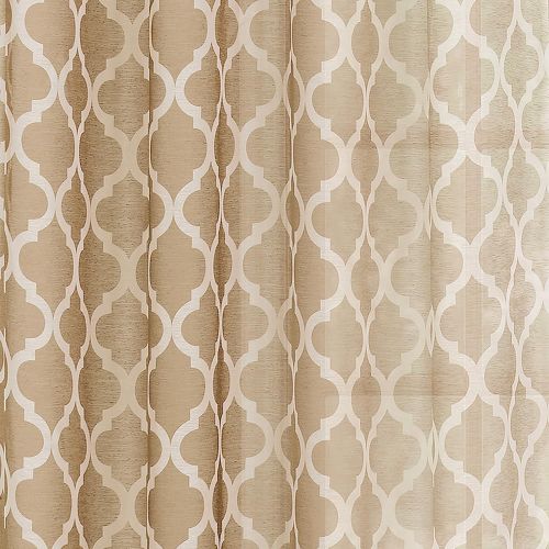  Window Elements Quatrefoil Printed Sheer Extra Wide 54 x 84 in. Grommet Curtain Panel, Beige/White